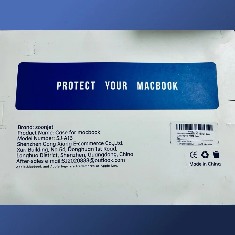 MacBook Air 13inch Protective Plastic Hard Shell Case Cover By Soojet